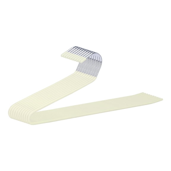 REGALWOVEN 10 Pcs Metal Clothes Hangers, Open-Ended Pants Hangers for Closet, Non-Slip Hangers for Pants, Trouser, Blankets, and Jeans Beige