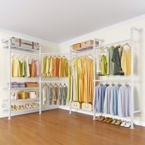 Timate L4 L Shape Heavy Duty Clothes Rack, Expandable Industrial Pipe Clothing Rack, White