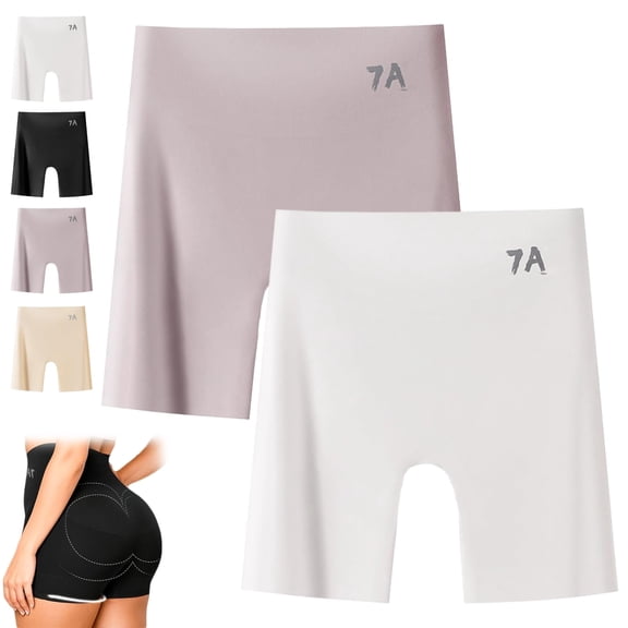 Choosemuc Underwear, High-Waist & Butt-Lifting Ice Silk Panties, Invisible Seamless Design, 3-in-1 Panty Shorts (2pcs-f,X-Large)