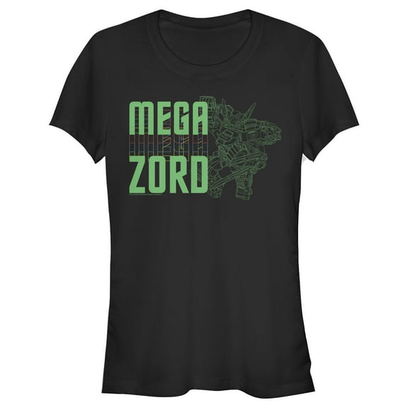 Junior's Power Rangers Megazord Schematics Graphic Tee Black Large