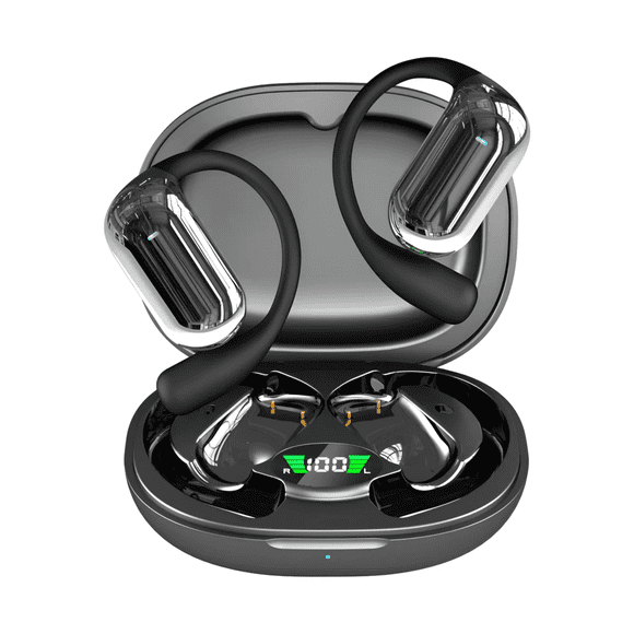 Auriculares Inalámbricos Con Clip Bluetooth 5.4, Diseño De Conducción Ósea Malubero Negro