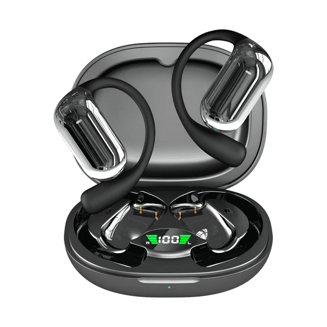 Auriculares Inalámbricos Con Clip Bluetooth 5.4, Diseño De Conducción Ósea Malubero Negro