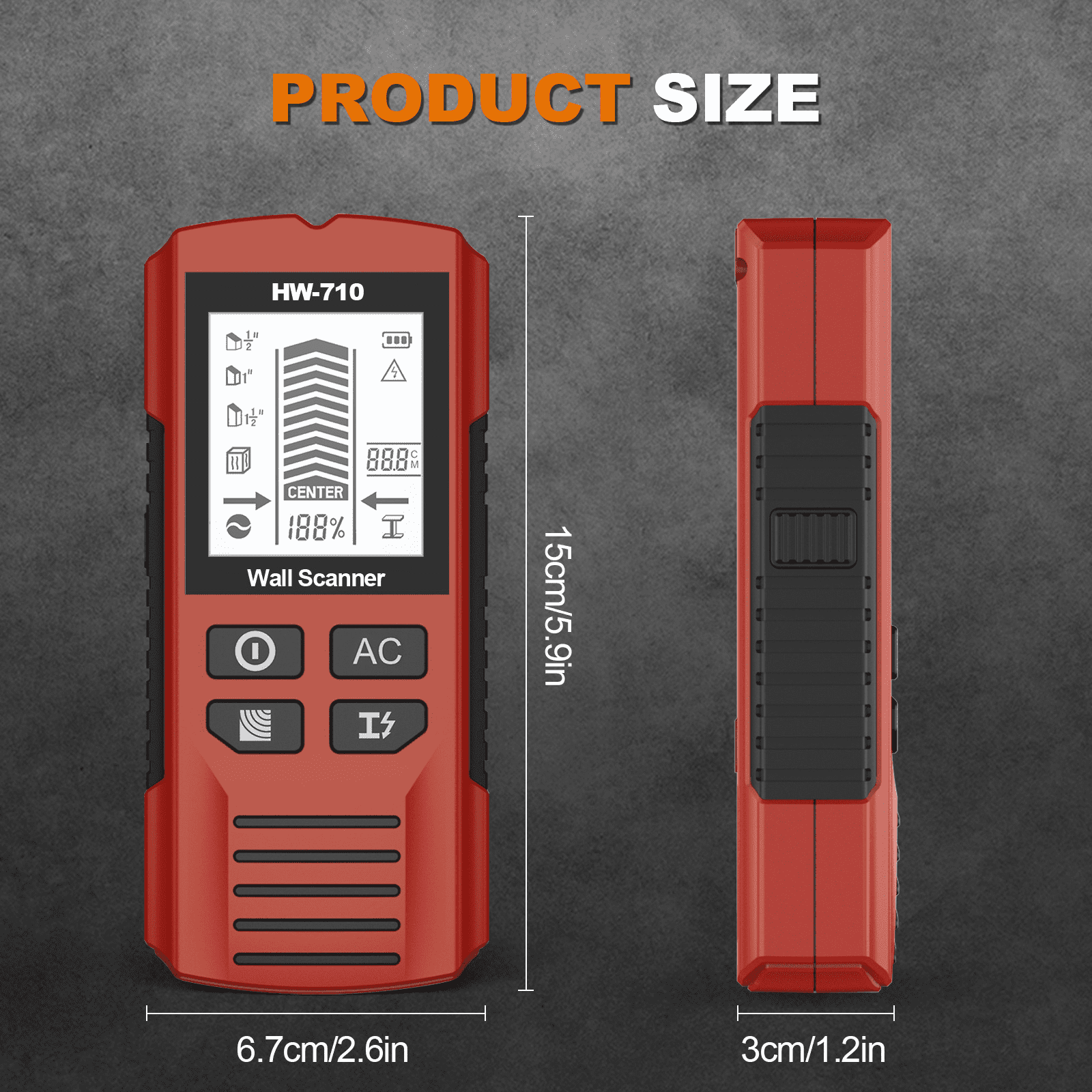 Detector manual multifunción de metales y paredes,Portable Wire Pipe Power Detector,6 In 1 Stud Finder Wall Scanner,HD LCD Display and Audio Alarm, High Sensitivity Sensor for Detecting Wood,Cables
