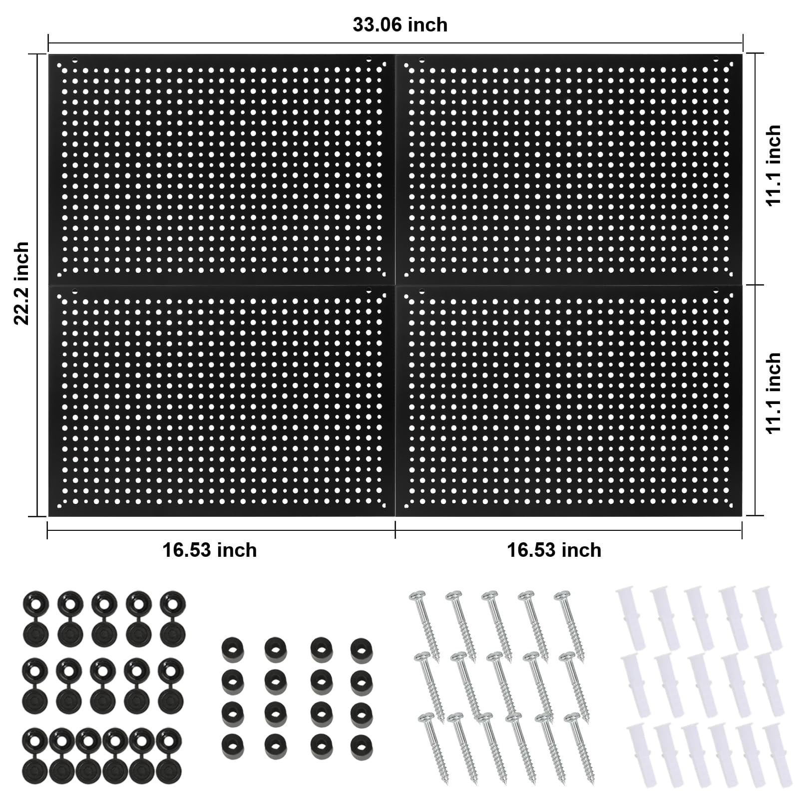 4-Pack Heavy Duty Steel Pegboard with 106 Hooks Bins & Locks - Garage Organization Kit 16x10.5 Inch