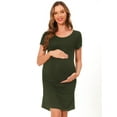 thumbnail image 5 of Bearsland Female Short Sleeve Knee-Length Maternity Dress Side Ruched Pregnancy Bodycon Dress 2-Pack, 5 of 7