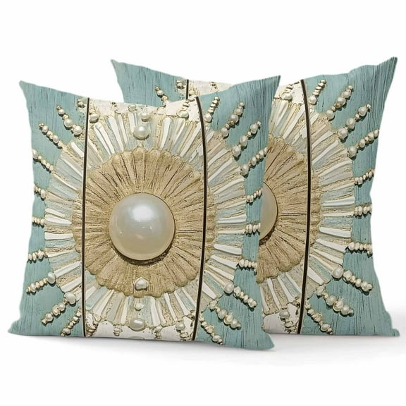 Decorative Throw Pillow Covers 18x18 Inch Set of 2 Pearl Sun Decor Home Decor Pillow Cases for Couch, Vintage Wood Cushion Case for Living Room Bedroom Bed Car Chair