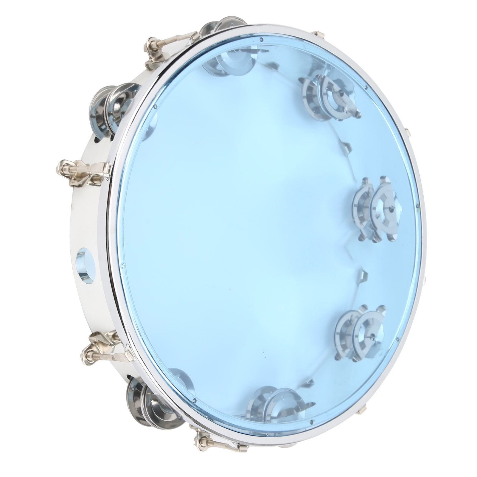 Hand Held Jingles Adjustable Double Row 10in Tambourine Percussion Instrument Attractive Sound for Party Karaoke