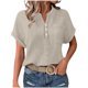 thumbnail image 3 of Sudadera con cremallera,Blusa de manga corta con cuello en V para mujer, color liso, informal, holgada, con bolsillo, tela suave y transpirable para uso diario, sopatenor, 3 of 9