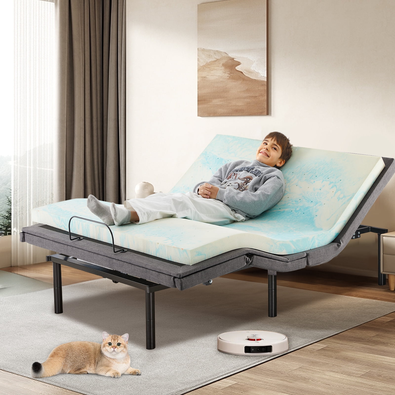 GIANNA Queen Size Electric Bed Frame, Zero Gravity, With Wireless Remote, 2 USB Ports, Black