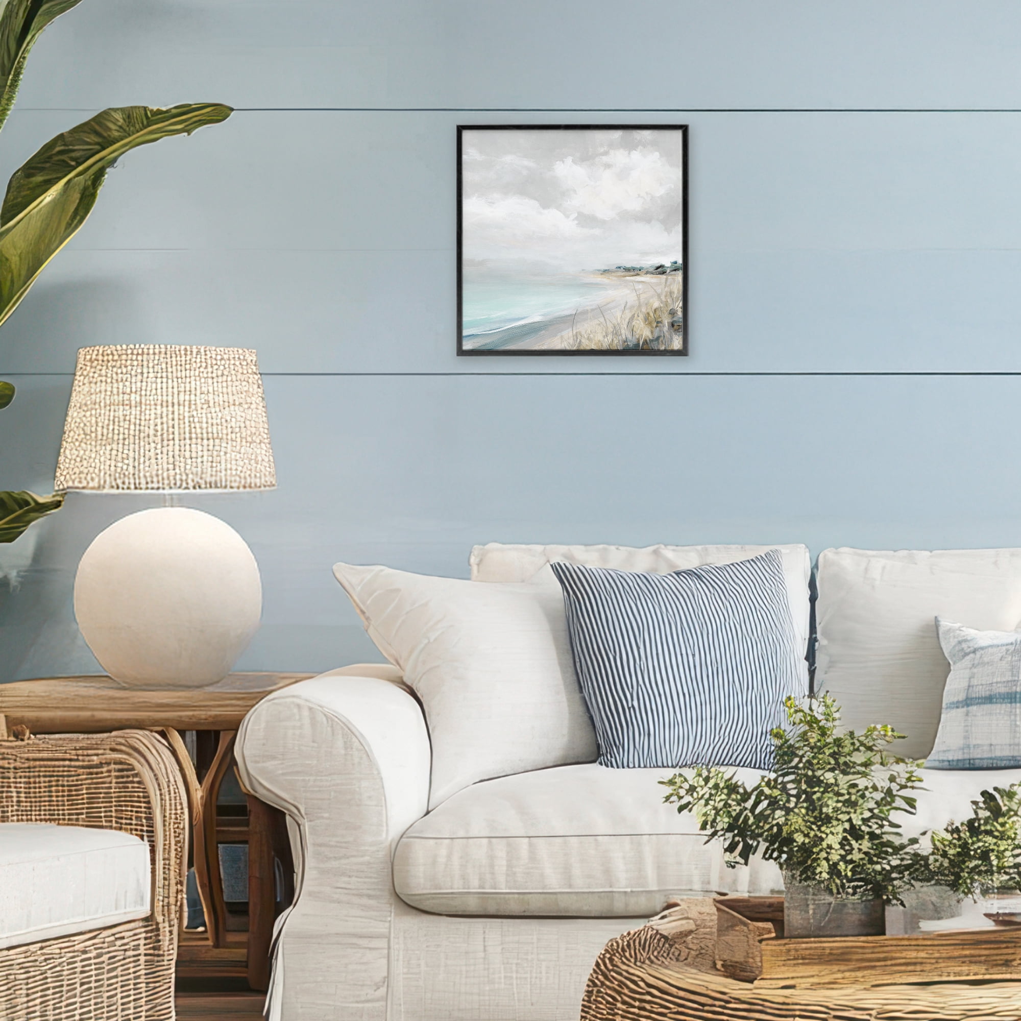 Stupell Industries Coastal Morning By The Dunes Black Framed Giclee Art, design by Carol Robinson