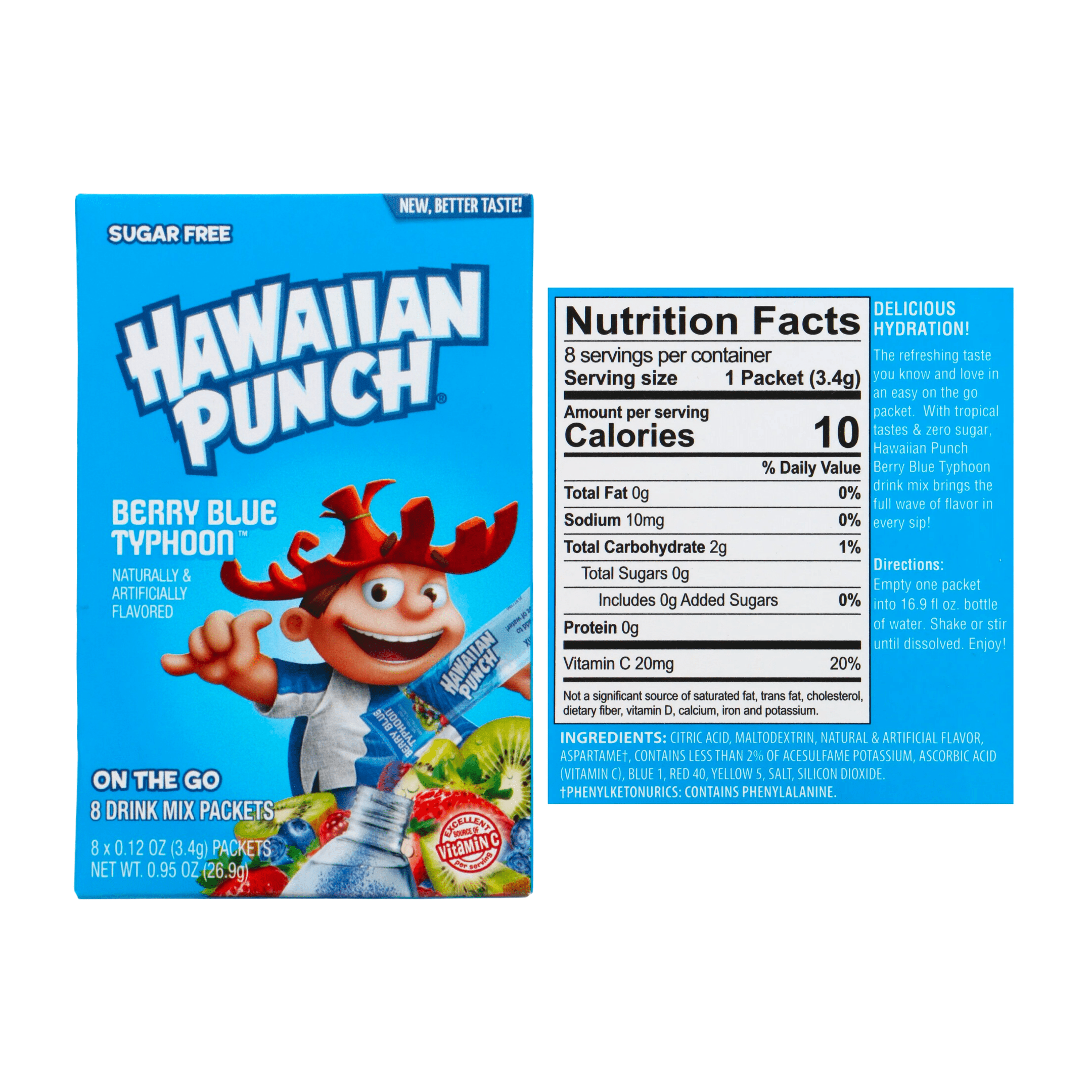Hawaiian Punch Berry Blue Typhoon Sugar Free Powdermix Drink Mix (8-ct., 12-pack)