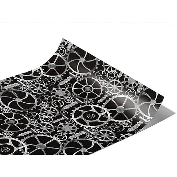 Rwraps Steampunk Black Tools Gloss Vinyl Film Wrap 59in x 6in Vinyl Vehicle Car Film Sheet Roll