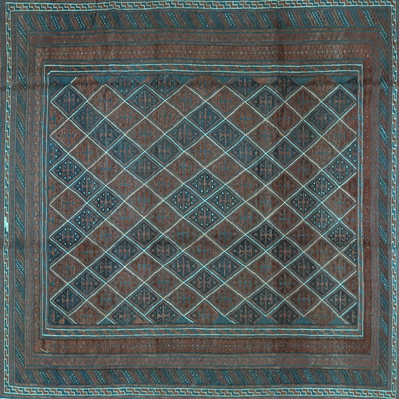 Ahgly Company Machine Washable Indoor Square Persian Light Blue Traditional Area Rugs, 6' Square
