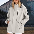 thumbnail image 2 of HAPIMO Women's Waterproof Jacket Long Sleeve Zip Up Jacket Coat Outdoor Casual Hiking Coat Solid Big Flap Pockets Hoodies Fall Winter Trendy Outerwear Jacket Gray XXL, 2 of 9