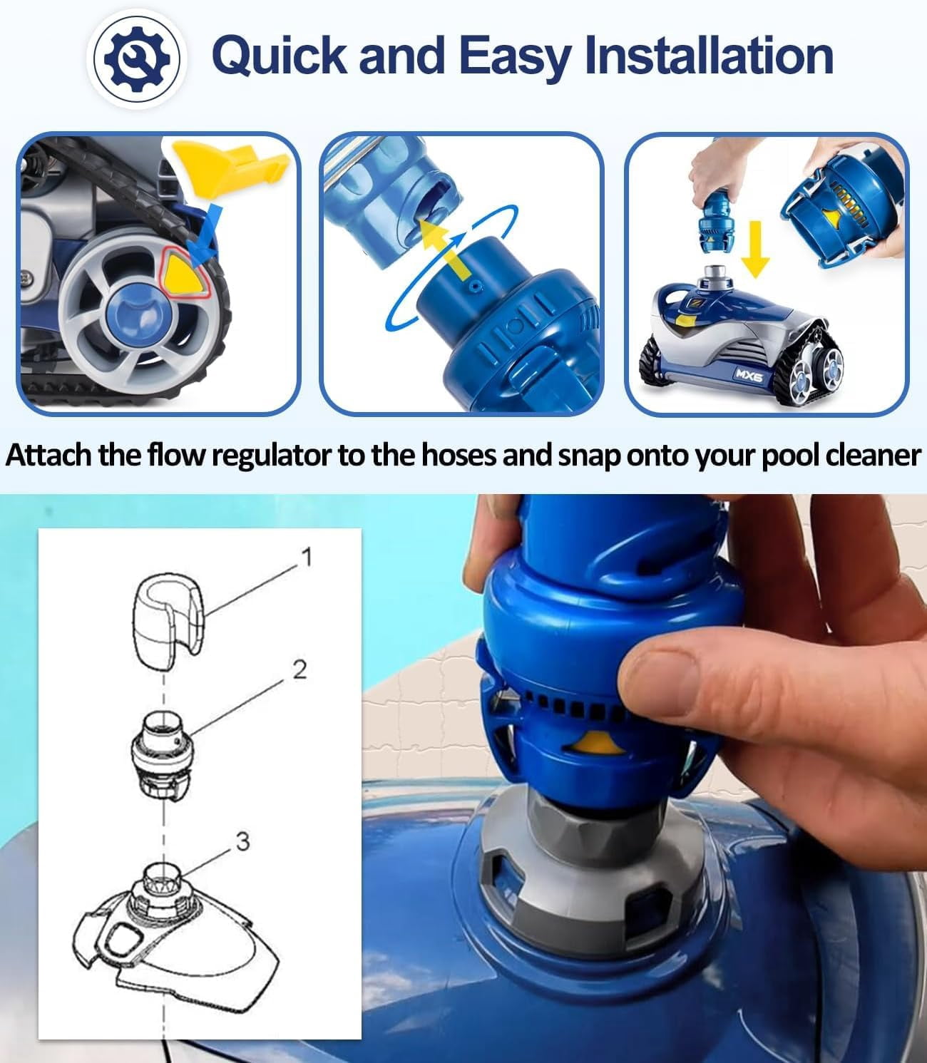 FRV100 Flow Regulator Valve Replacement fit for Zodiac MX6 MX8 Elite Series Automatic Robot Pool Cleaner Parts-1Pack
