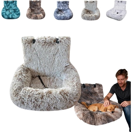 Car Dog Bed With Safety Strap And Removable Washable Cover Car Seat Protector Cushion For Small Medium Dogs Brown