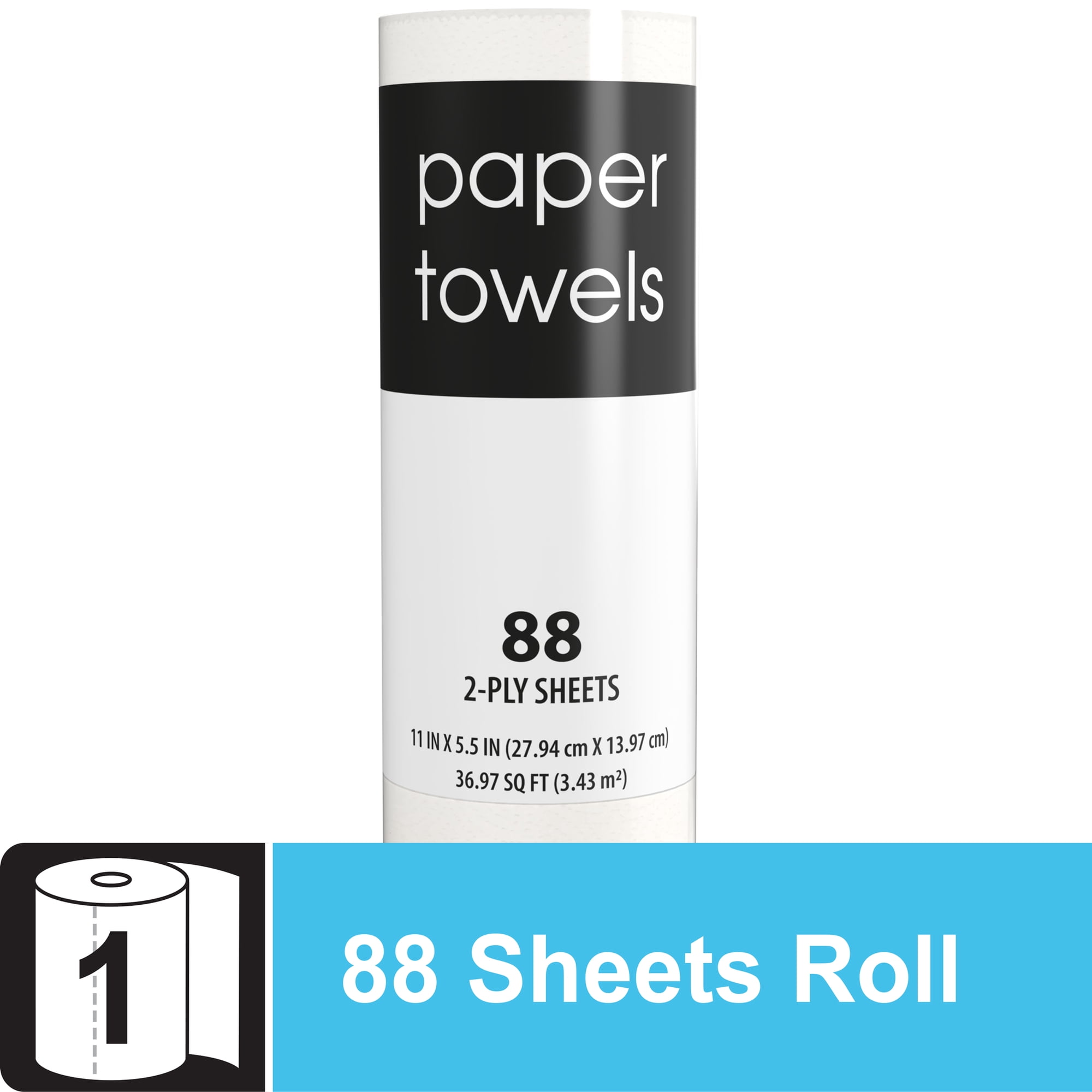 Black and White, 2-Ply Paper Towels, White, 88 Sheets