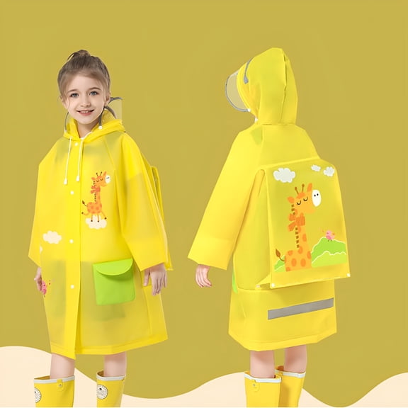 TELOLY Children's Play Raincoat Poncho - Thick Buttoned Water-Resistant Cover for Outdoor Activities | Reusable Hooded Rain Gear for Girls Boys 4-8