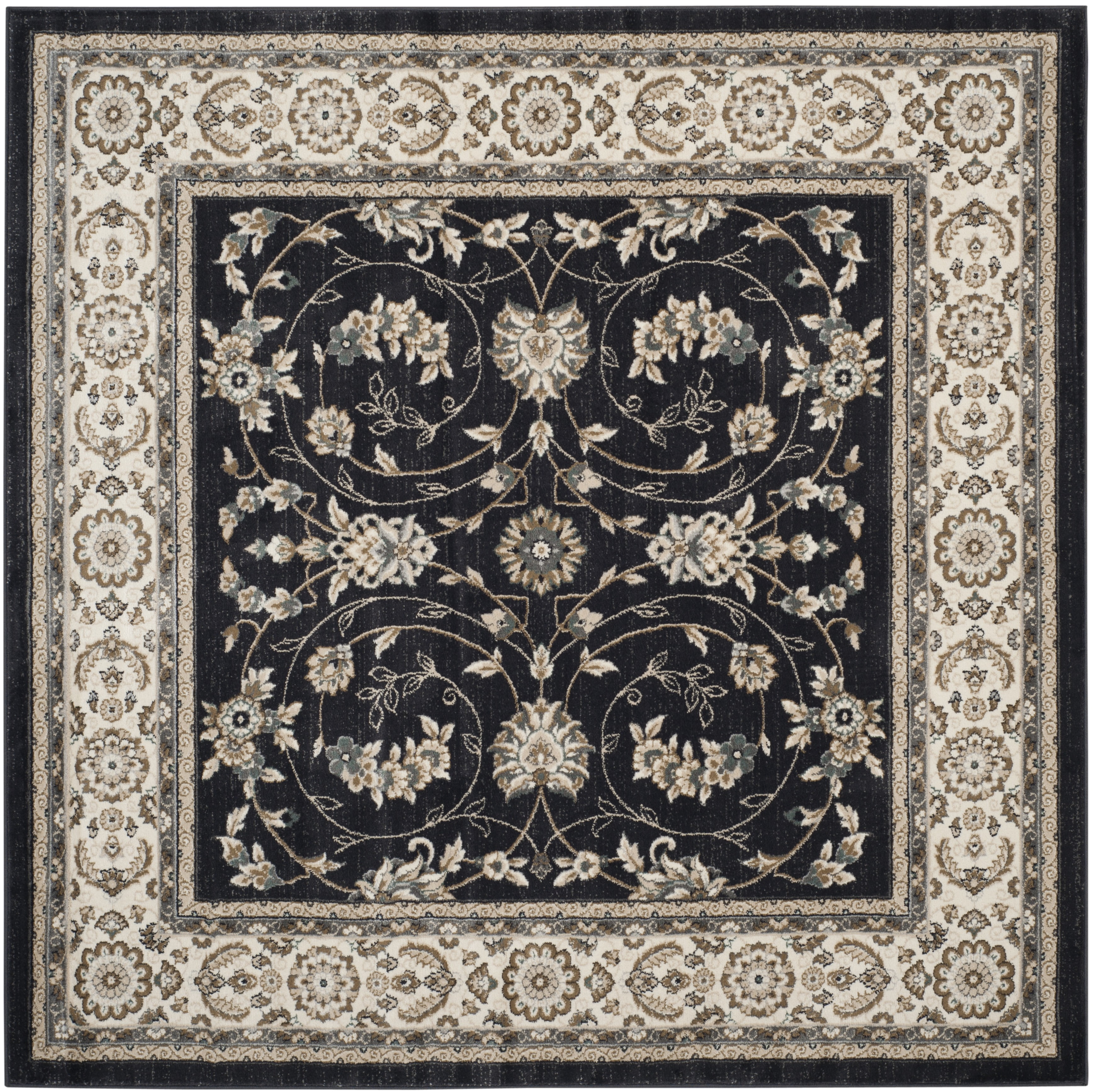 Safavieh Lyndhurst Janel Floral Area Rug, Anthracite/Cream, 3'3" x 3'3" Square
