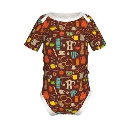 

Junzan Retro Coffee Print Short-Sleeve Baby Climbing Clothes Bodysuits for Infant One-Piece for Baby Boys & Girls Baby Clothes Baby Romper with Snap Closure-3 Months