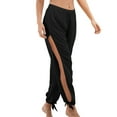 thumbnail image 3 of AWXNJUX Womens Jeans Ladies Summer Yoga Leisure Low Waist Slit Wide Leg Yoga Light Comfortable Flared Pants Women's Pants Casual Womens Pants Summer Pants (Black,XL), 3 of 5