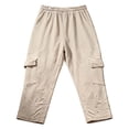 thumbnail image 4 of FRSASU Mens Workout Jogger 3/4 Capri Pants Drawstring Elastic Waist Running Pant with Multi Pockets Khaki, 4 of 7