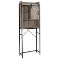 thumbnail image 4 of Hassch Vintage Bathroom Space Saver, Freestanding Over-The-Toilet Storage Cabinet with Sliding Barn Door, Open Shelf, Metal Frame, Retro Gray, 4 of 9