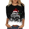 thumbnail image 1 of Funicet Blouses pour Femmes Mode, Blouses pour Femmes, T-Shirt Imprimé de Noël Manches 3/4 Col Rond Décontracté, Blouses pour Femmes Mode, T-Shirts pour Femmes, 1 of 5