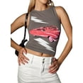 thumbnail image 3 of Blotona Women's Summer Tank Tops Fashion Car Graphic Sleeveless Round Neck Slim Fit Crop Tops, 3 of 7