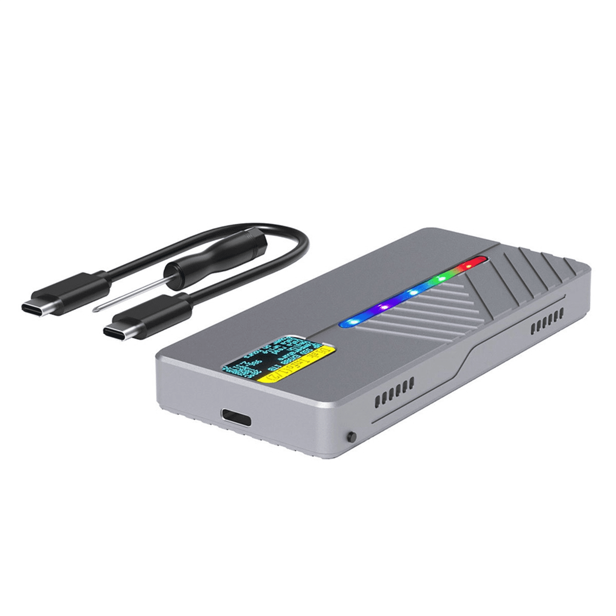 Smart Display M.2 Solid State Mobile Hard Drive Box 10GB Dual Protocol NVMe/Sata Aluminum Alloy