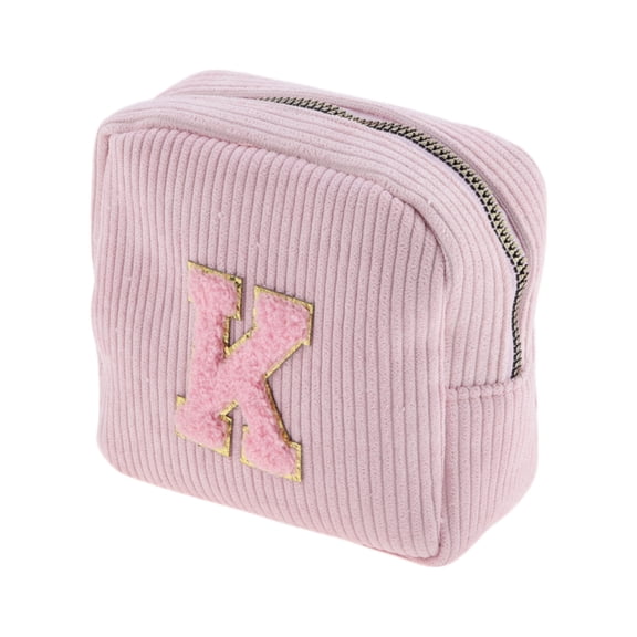 Unique Bargains 1 Pc Letter K Pattern Makeup Bag for Travel for All Occasions Pink