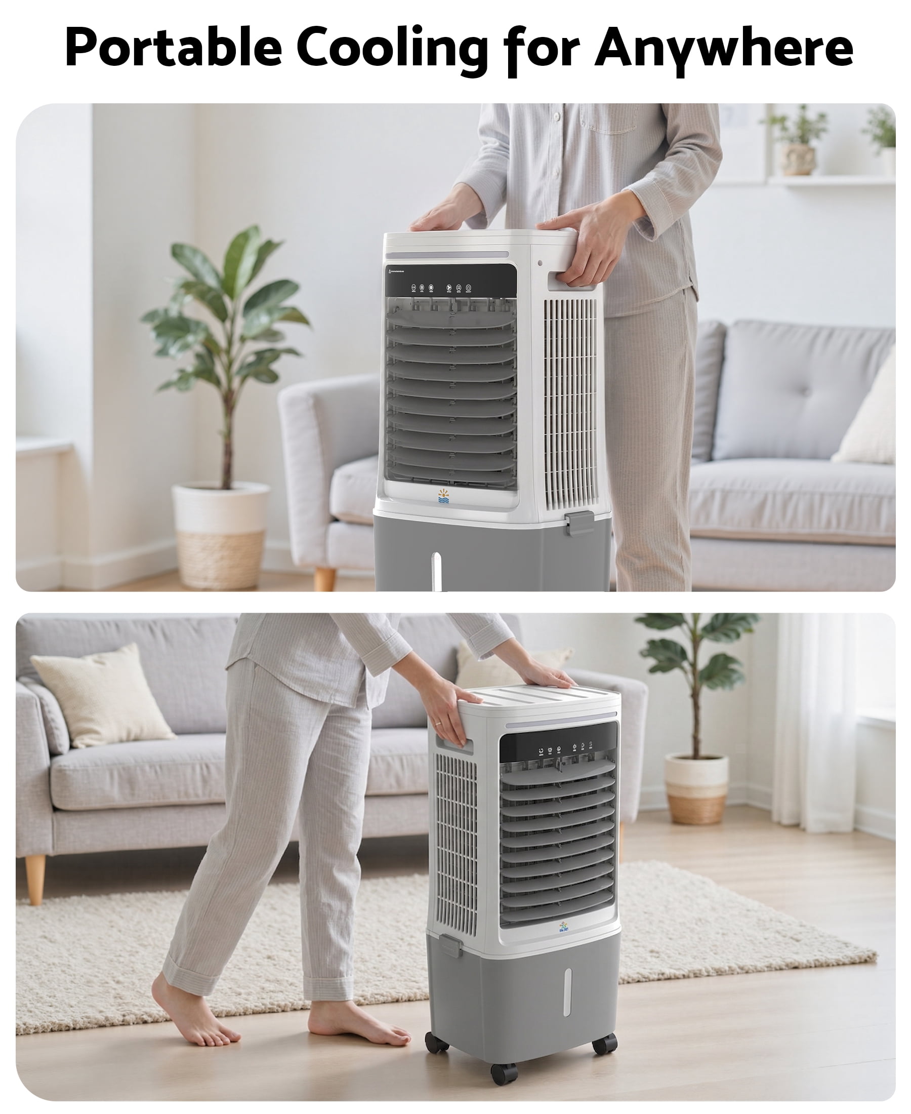 Flamemore Upgraded 1800CFM Evaporative Air Cooler Fan Humidifier with 6.6 gal Tank & 4 Ice Packs, Portable Swamp Cooler for Indoor/Outdoor