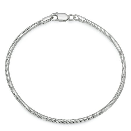 Small Snake Bracelet (2mm Genuine 925 Sterling Silver Nickel-Free Small Italian Snake Chain Bracelet + Bonus Polishing)