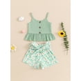 thumbnail image 2 of Suealasg Toddler Girls 2Pcs Summer Clothes 6M 1T 2T 3T 4T Sleeveless Button Up Camisole Daisy Print Shorts Sets Kids Baby Girls Casual Outfits, 2 of 7