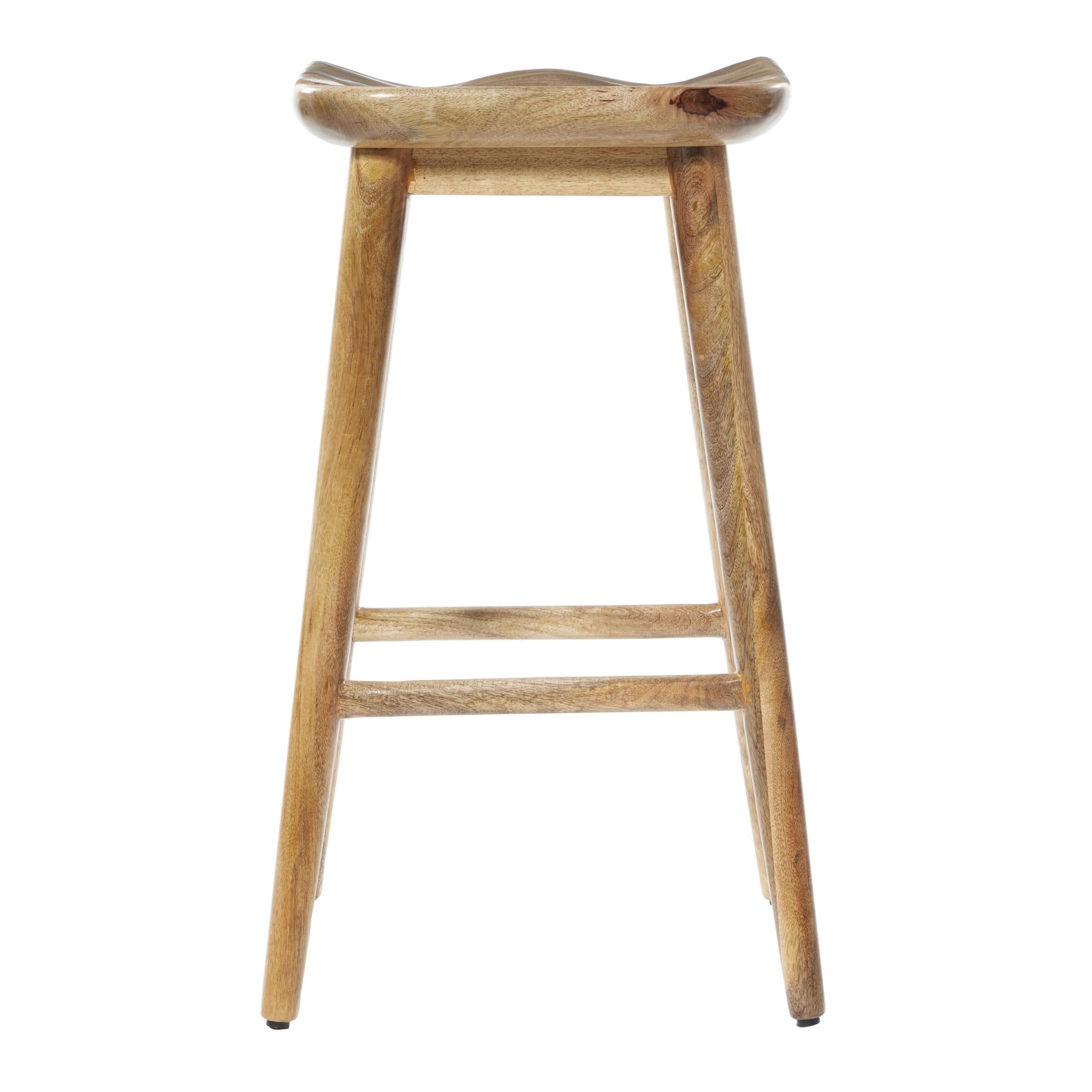 DecMode Wood Bar Stool with Footrest, Brown
