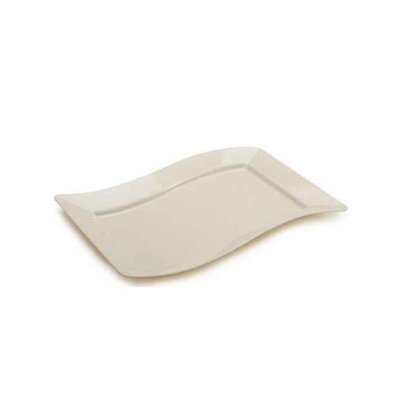 9" Bone Rectangular Wave Luncheon Plastic Plates 10ct.
