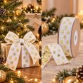 thumbnail image 6 of QISIWOLE Christmas Ribbon, 180 Inch x 0.98 Inch Soft Polyester Craft Trim for Holiday Gift Wrapping, Wreath Bows and Christmas Tree Decor, White Gold Star Ribbon, 6 of 6