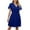 Blue, variant on fartey Women's Chiffon Sundresses Pleated Solid Color V Neck Tunic Mini Dress Waist Tie Ruffle Short Sleeve Vacation Dresses