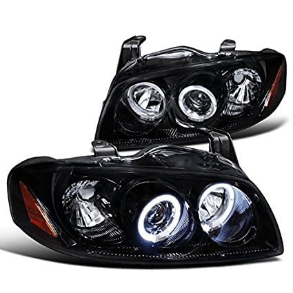 Lights Jdm Black Housing - Spec-D Tuning 2LHP-SEN04G-TM Nissan Sentra Glossy Black Housing Projector Headlights Jdm