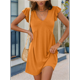 thumbnail image 3 of Vestido Tipo Chaleco Holgado con Escote en V Profundo, Plisado y Mangas de para Mujer, Color Naranja, Talla XXL, 3 of 6
