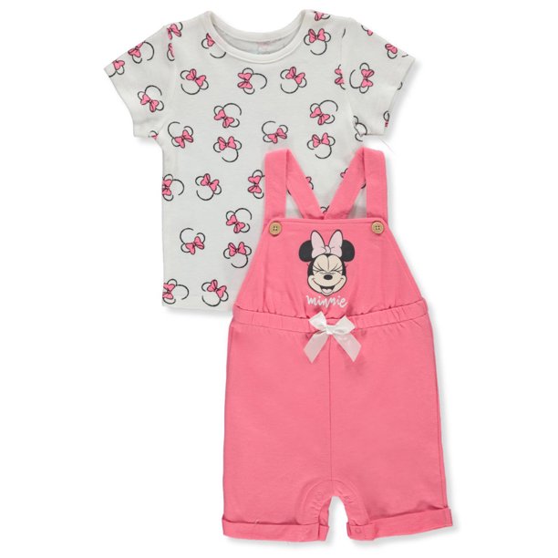 Disney Minnie Mouse Baby Girls' 2Piece Shortalls Set Outfit fuchsia