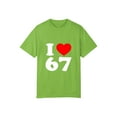 thumbnail image 3 of I Love 67 Heart Print Casual Tee For Men Women Birthday Gift Party Wear L OdeJous Cotton Green, 3 of 5