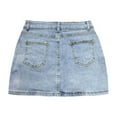 thumbnail image 4 of Women’s Denim Jean Skirt Mini Low Waisted Skirts (Light Blue XL), 4 of 5