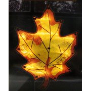 Impact Innovations 16" Prelit Maple Leaf Thanksgiving Window Silhouette Decoration - Yellow