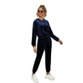 thumbnail image 5 of hirigin Fall Women Velvet Tracksuits Set Solid Color Long Sleeve Hoodie Sweatshirt and Casual Drawstring Sweatpants, 5 of 9