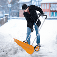 thumbnail image 5 of MoNiBloom Snow Shovel with Wheels, 37.5" Wide Rolling Snow Plow Pusher Shovel with Adjustable Aluminum Handle, Snow Removal Tool for Driveway Garden Pavement, Orange, 5 of 7