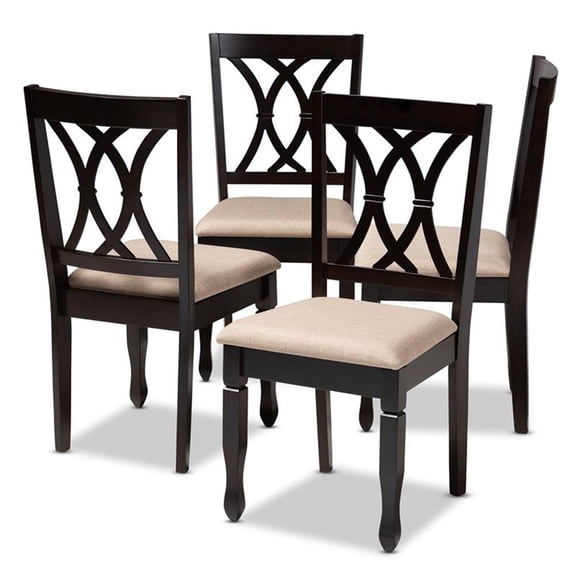 Bowery Hill Mid-Century Mahogany Fabric and Wood Dining Chairs