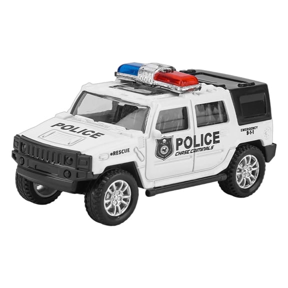 BESTSKY Simulation Police Car Toy for Boys, Alloy Diecast Pull Back Vehicle with Opening Doors, Safe Toddler Gift for Indoor and Outdoor Play, White