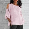 thumbnail image 2 of Vestidos Casuales Para Mujer, Blusas De Mujer De Moda Blusa holgada con hombros descubiertos y cuello redondo con mangas cortas para mujer, 2 of 6