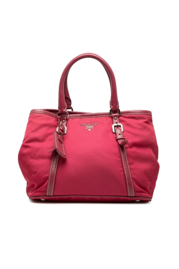 Pre-Owned Prada Logo Tote Bag Handbag Pink Nylon Leather Women's PRADA